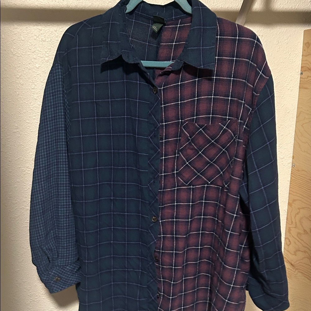 Wild Fable Blue and Purple Plaid Button Down Shirt